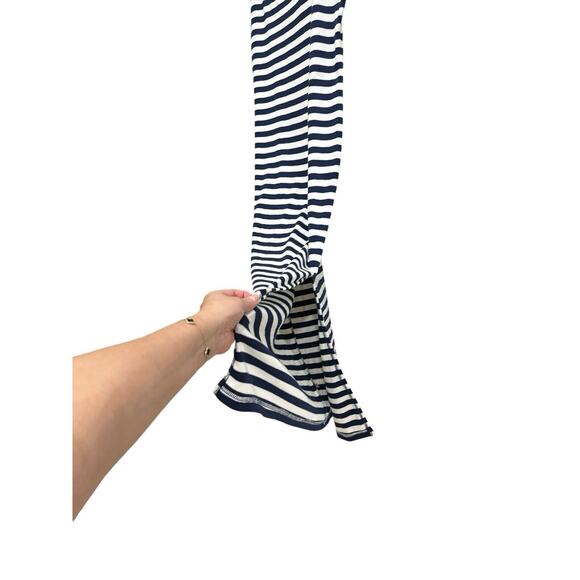 Vintage 90s Express Tricot - Navy striped sleeveless tank stretch midi dress,SzL - Picture 5 of 5